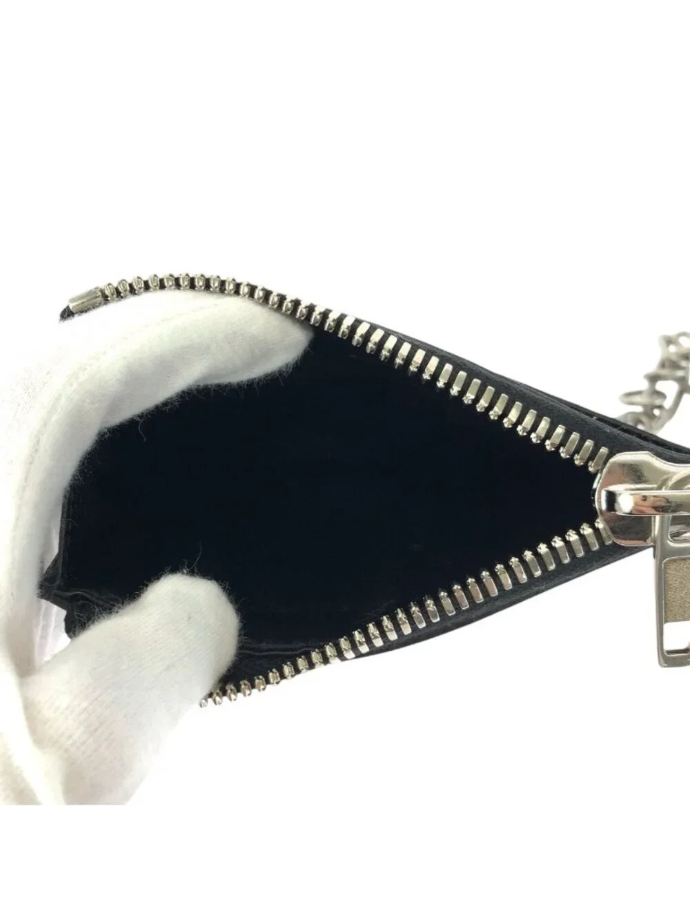 Balenciaga Logo Black Leather Chain Coin Case Fragment Card